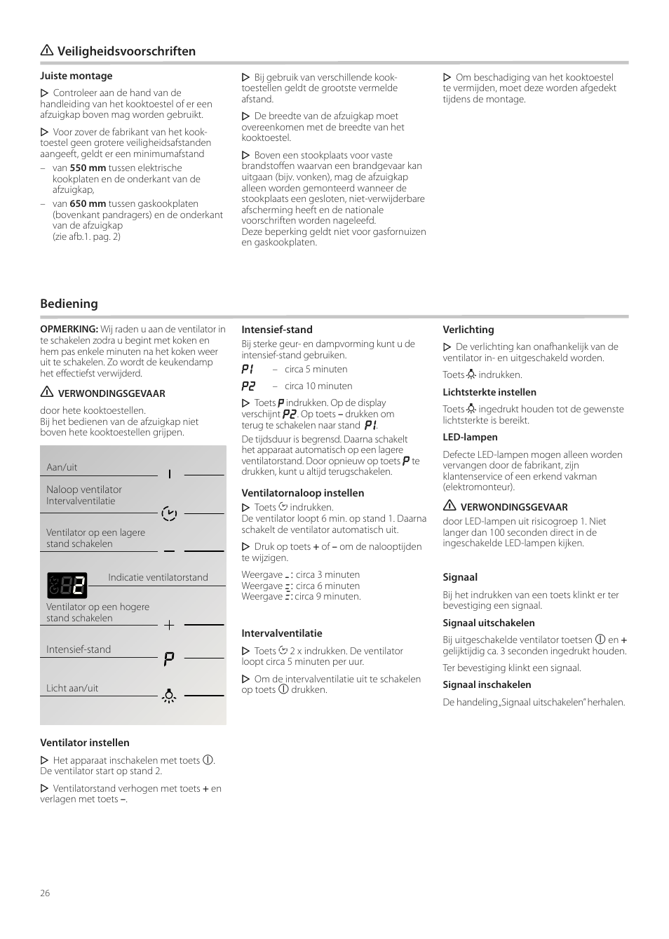 Veiligheidsvoorschriften, Bediening | Neff D99L10N0 User Manual | Page 26 / 52