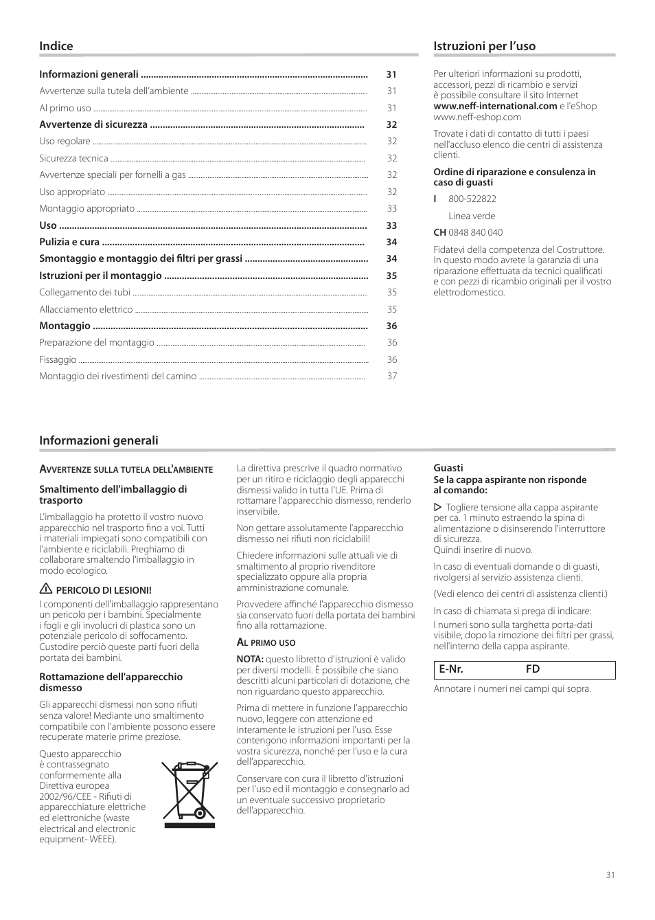 Neff D99L10N0 User Manual | Page 31 / 52