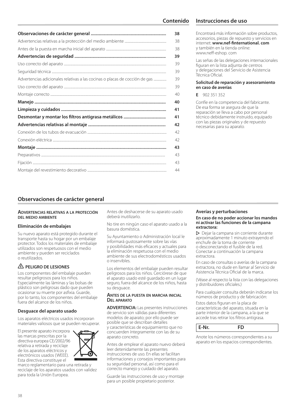 Neff D99L10N0 User Manual | Page 38 / 52