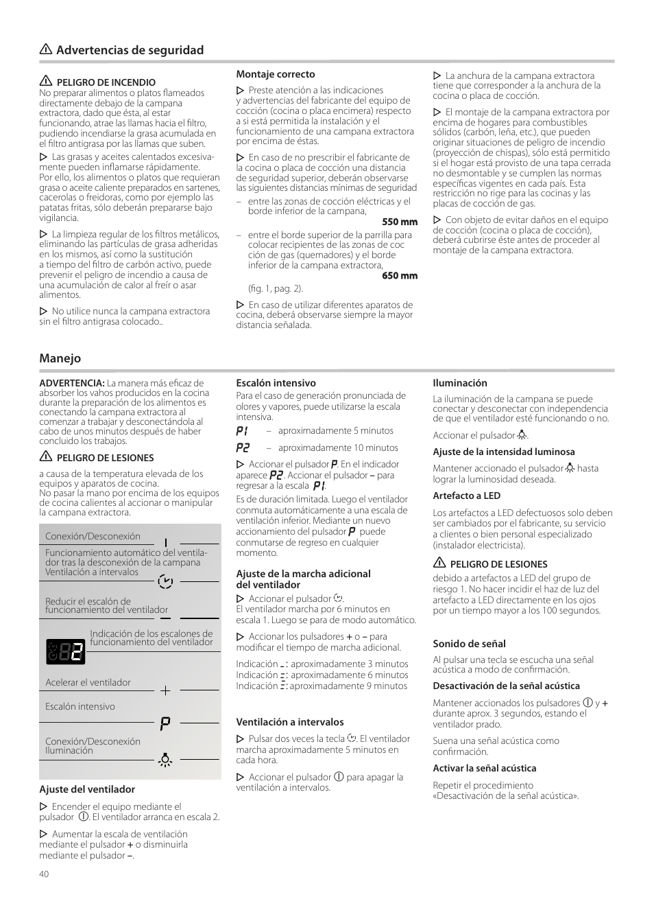 Advertencias de seguridad, Manejo | Neff D99L10N0 User Manual | Page 40 / 52