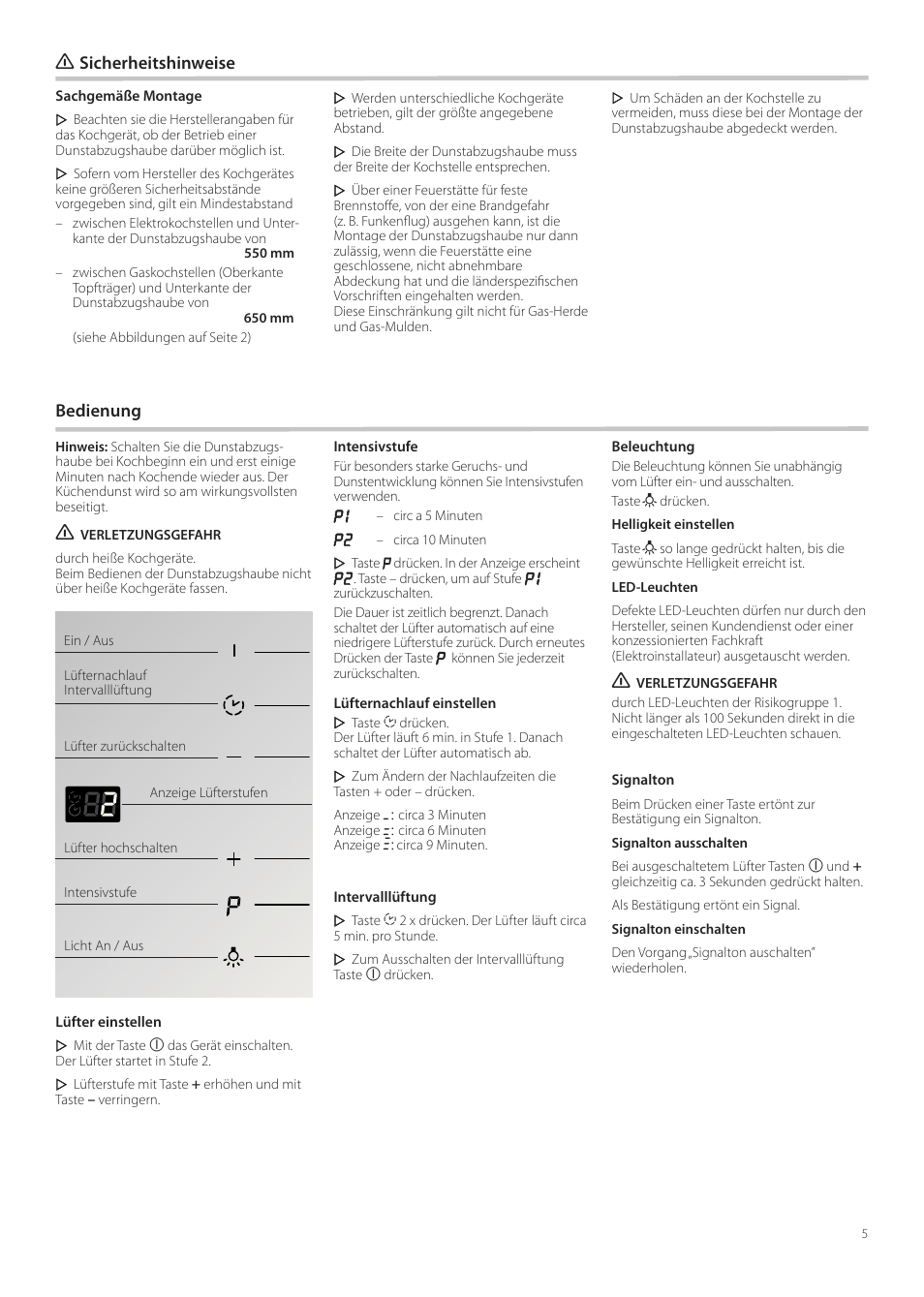 Sicherheitshinweise, Bedienung | Neff D99L10N0 User Manual | Page 5 / 52
