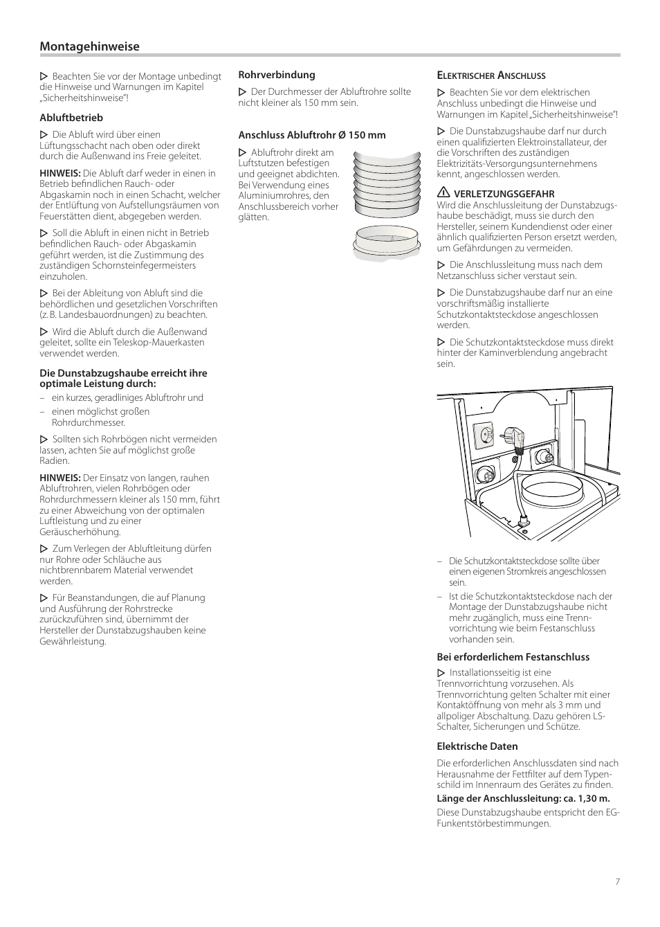 Montagehinweise | Neff D99L10N0 User Manual | Page 7 / 52