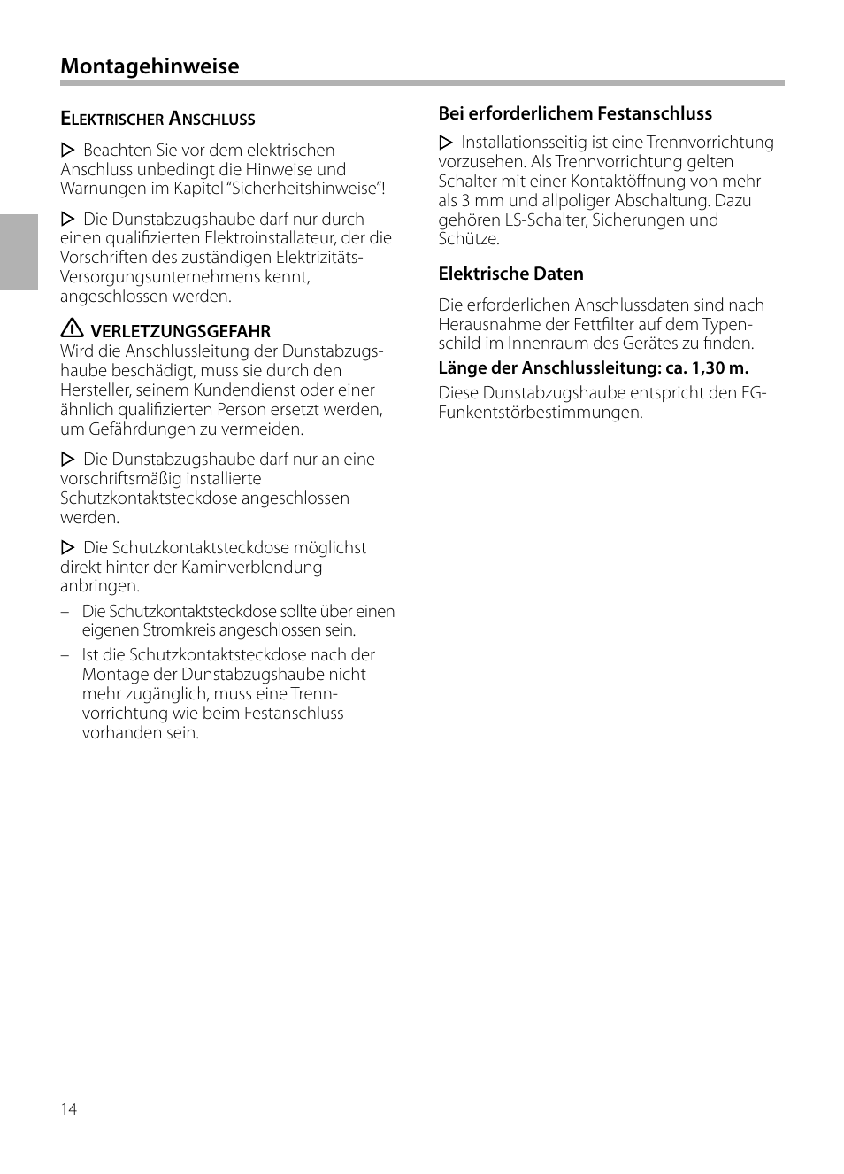 Montagehinweise | Neff D72E34N0 User Manual | Page 14 / 108
