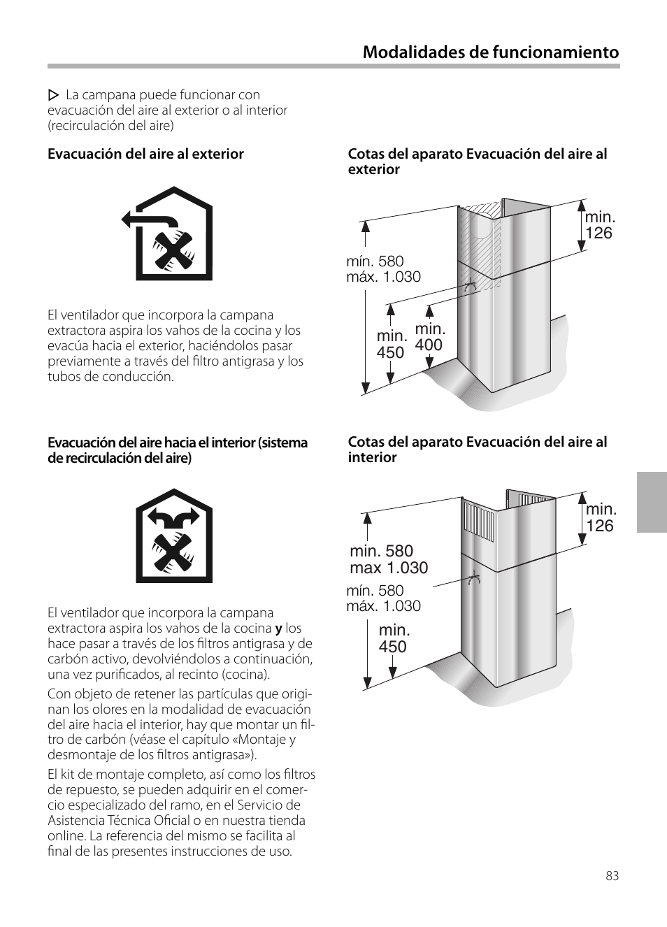 Modalidades de funcionamiento | Neff D72E34N0 User Manual | Page 83 / 108