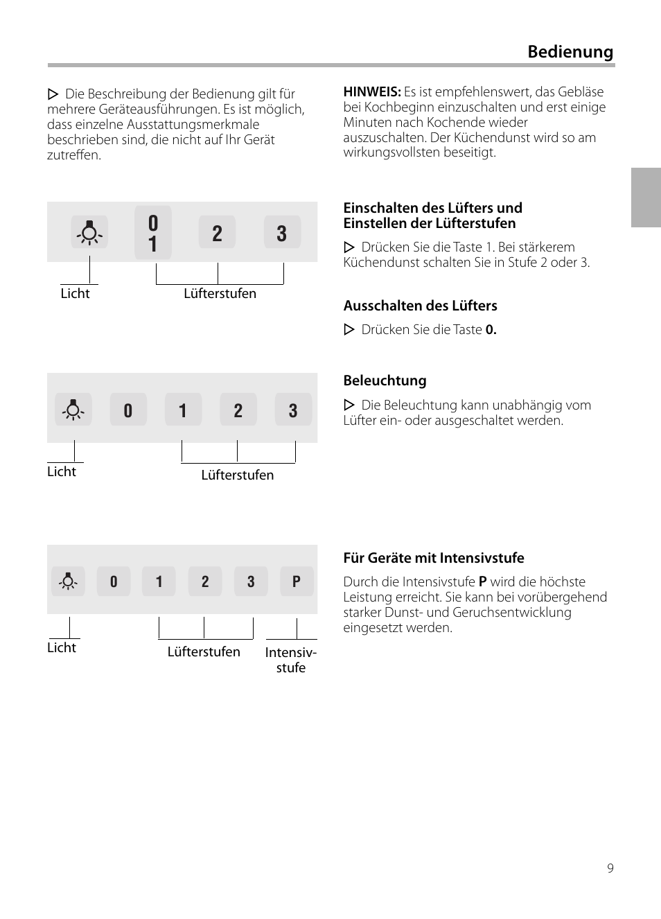 Bedienung | Neff D72E34N0 User Manual | Page 9 / 108