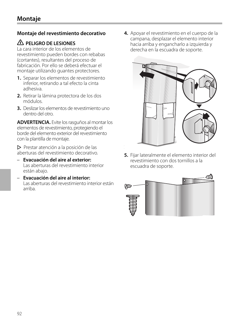 Montaje | Neff D72E34N0 User Manual | Page 92 / 108