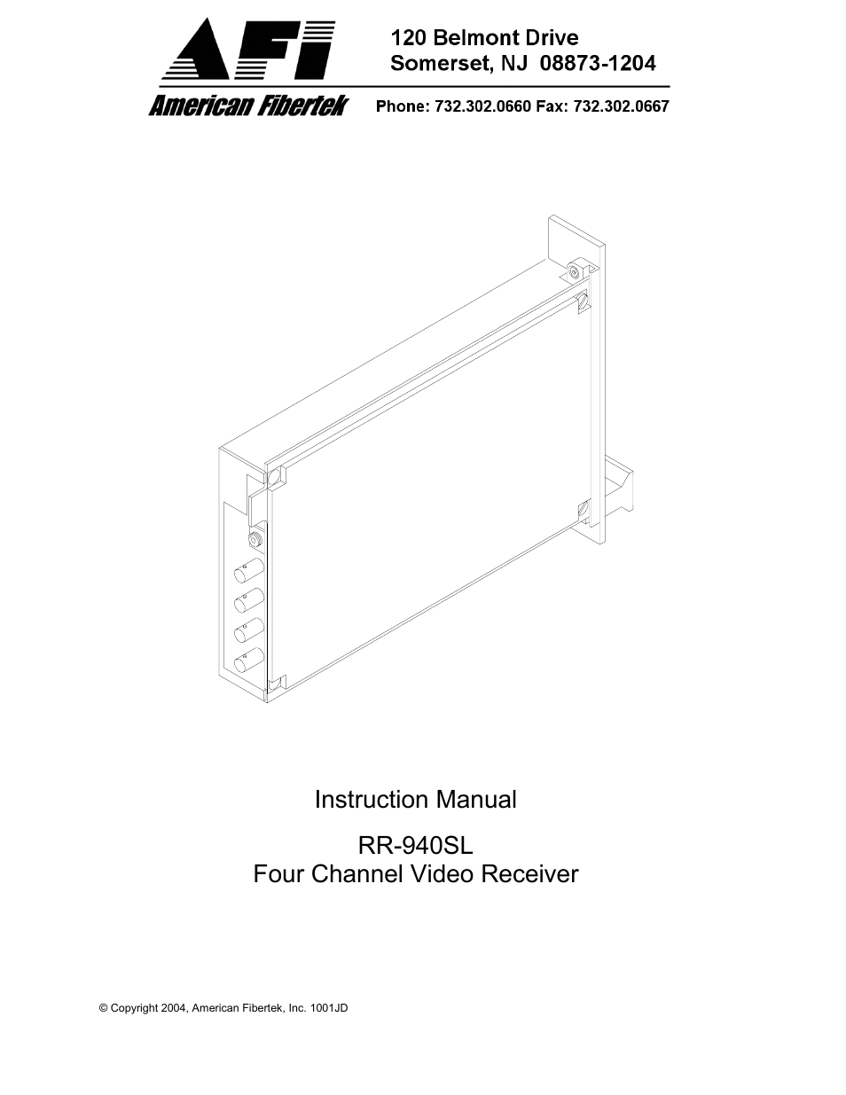 American Fibertek RR-940SL User Manual | 4 pages