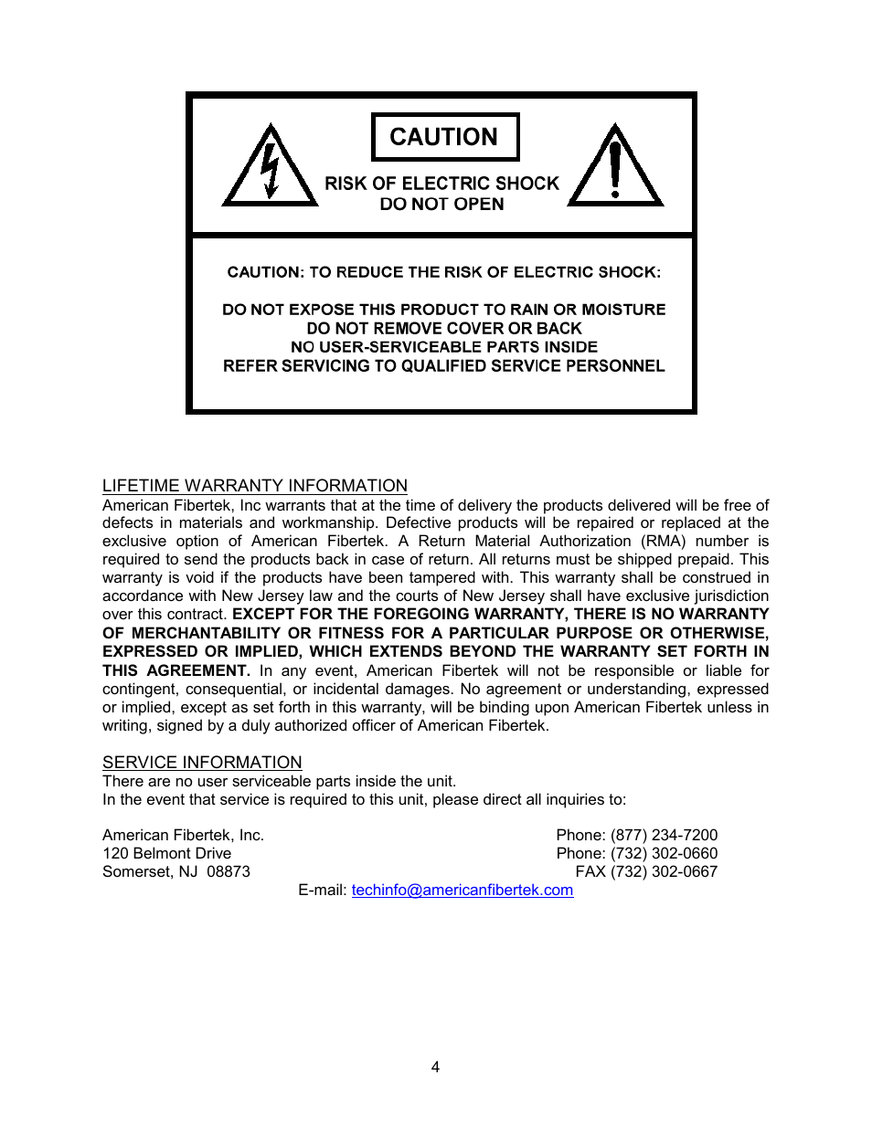 American Fibertek RR-940SL User Manual | Page 4 / 4