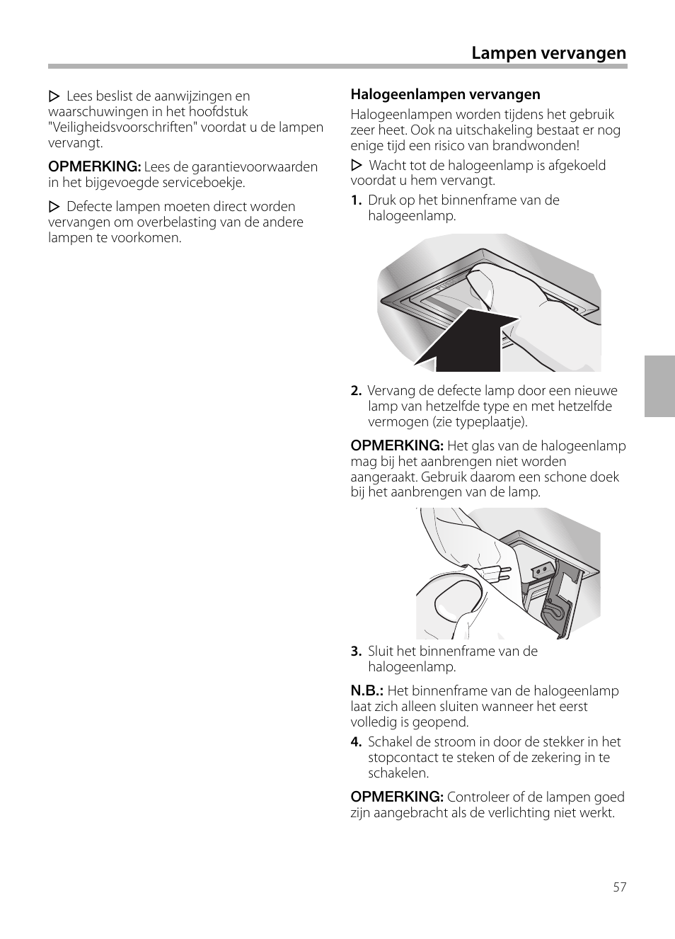 Lampen vervangen | Neff D72F58N0 User Manual | Page 57 / 108