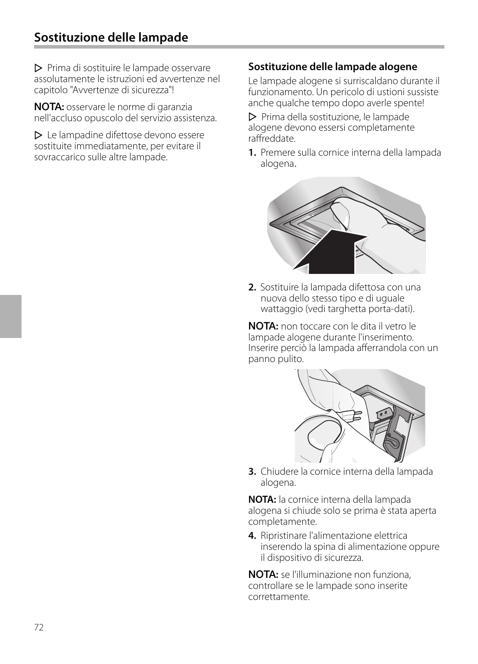 Sostituzione delle lampade | Neff D72F58N0 User Manual | Page 72 / 108