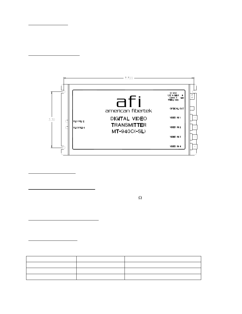 Af i | American Fibertek MT-940C User Manual | Page 3 / 4