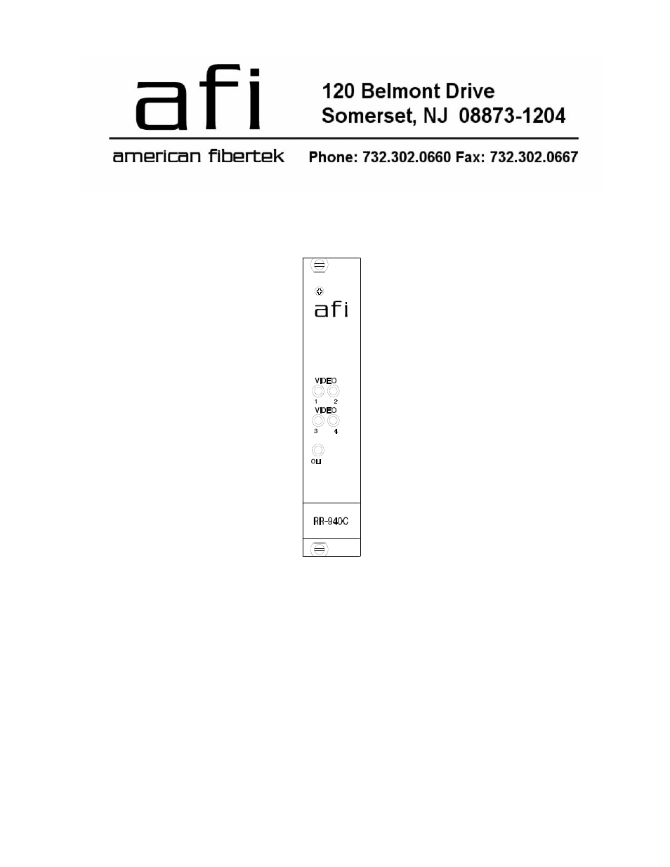 American Fibertek RR-940C User Manual | 4 pages