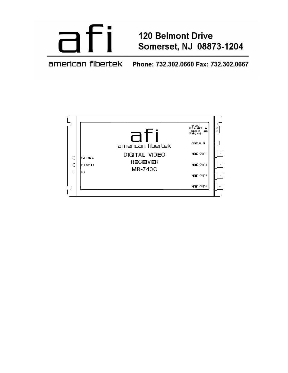 American Fibertek MR-740C User Manual | 4 pages