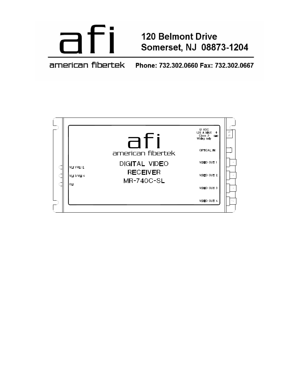 American Fibertek MR-740C-SL User Manual | 4 pages