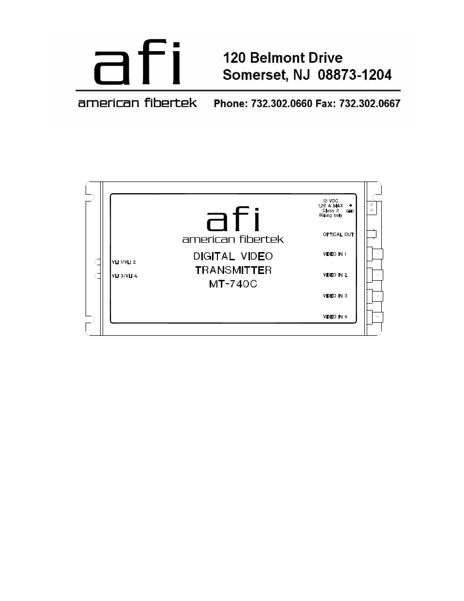 American Fibertek MT-740C User Manual | 4 pages