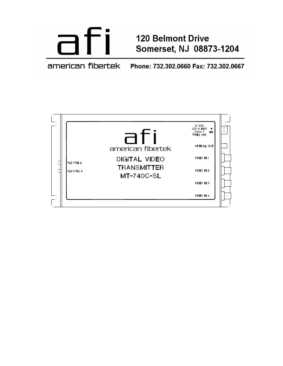 American Fibertek MT-740C-SL User Manual | 4 pages