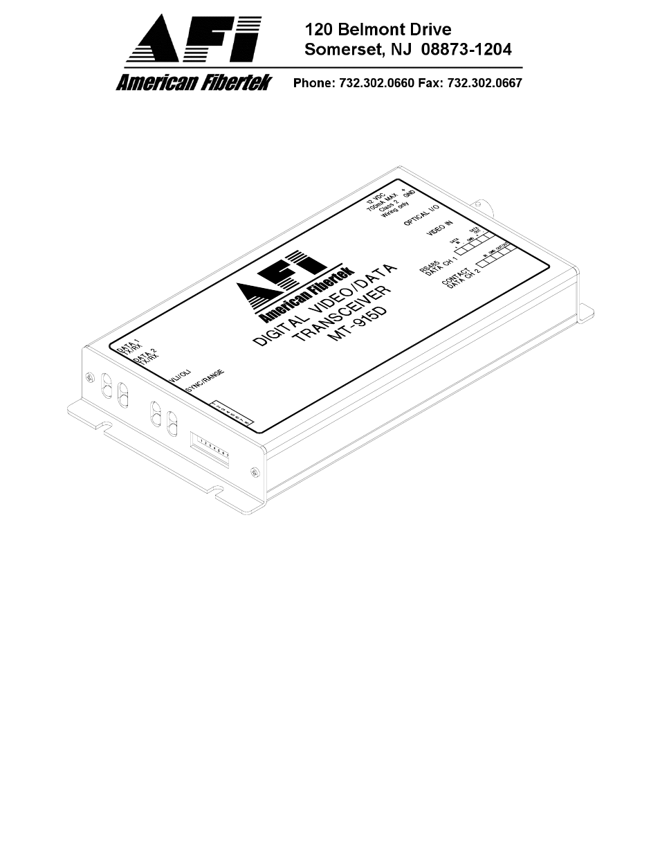 American Fibertek MT-915D User Manual | 8 pages