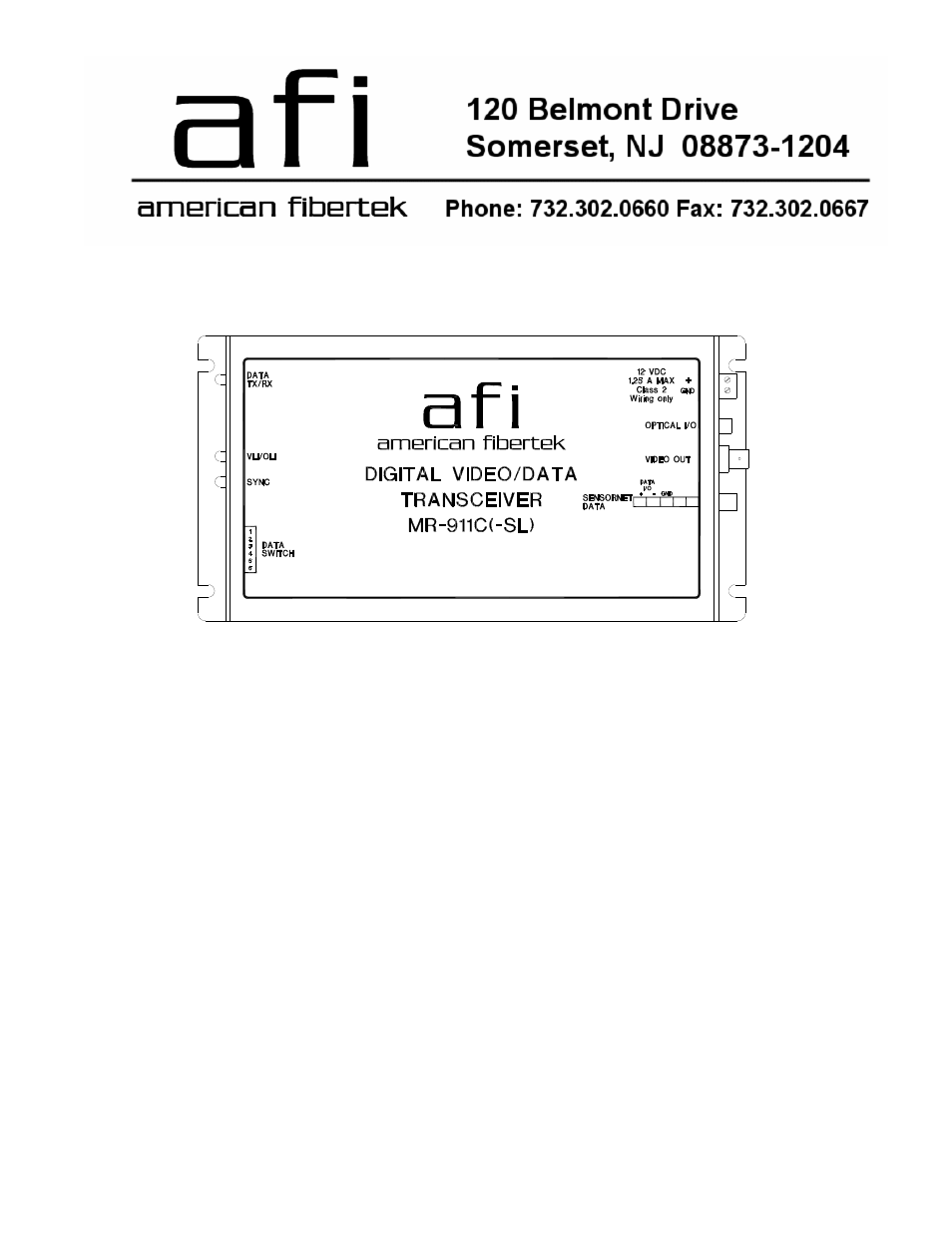 American Fibertek MR-911C-SL User Manual | 6 pages