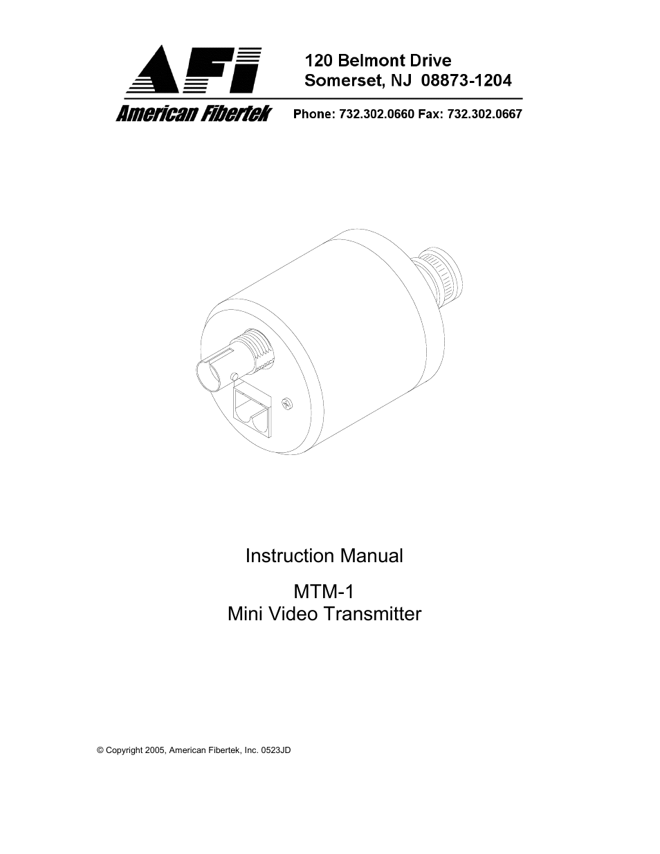 American Fibertek MTM-1 User Manual | 4 pages