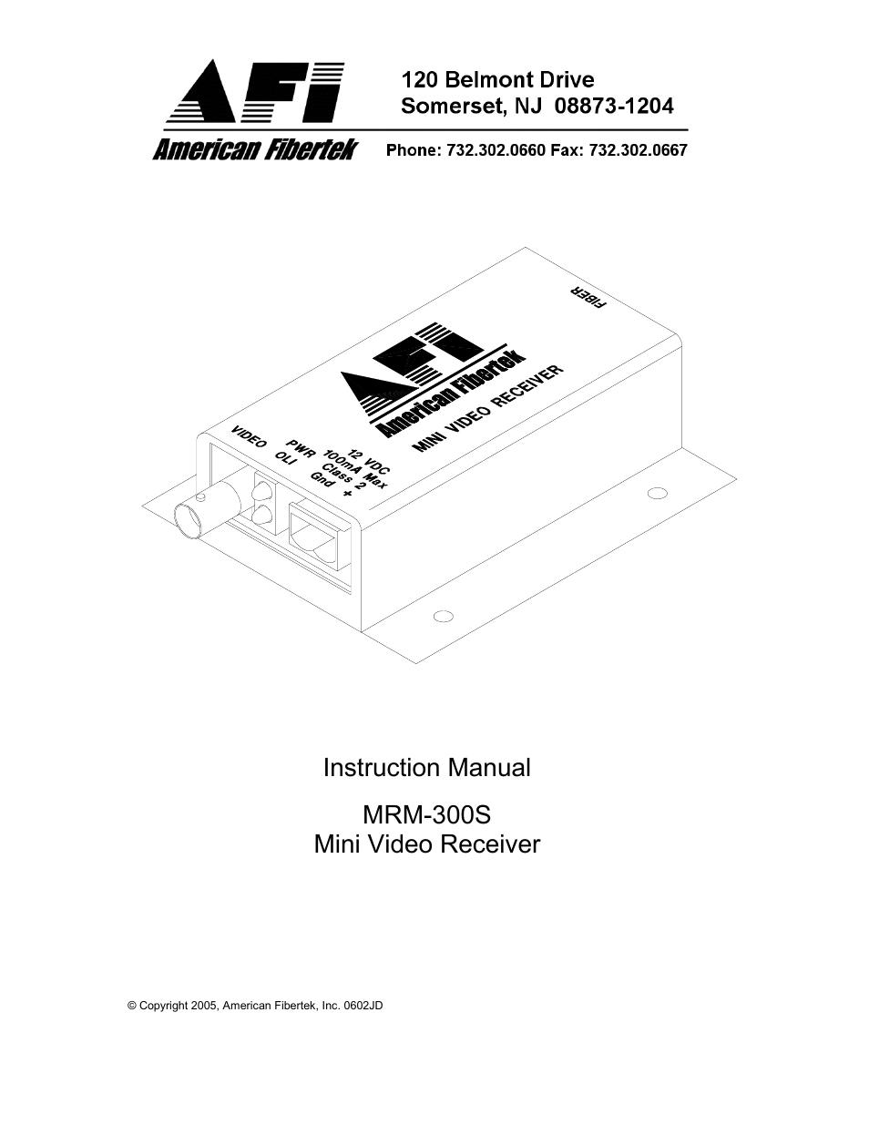 American Fibertek MRM-300S User Manual | 4 pages