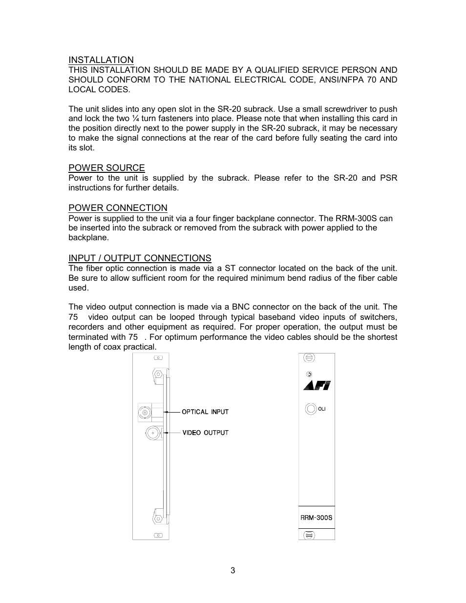 American Fibertek RRM-300S User Manual | Page 3 / 4