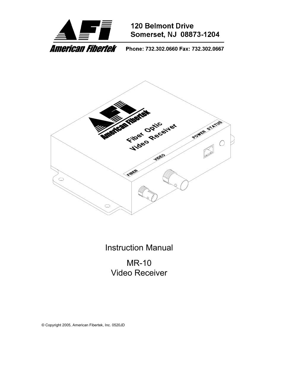 American Fibertek MR-10 User Manual | 4 pages