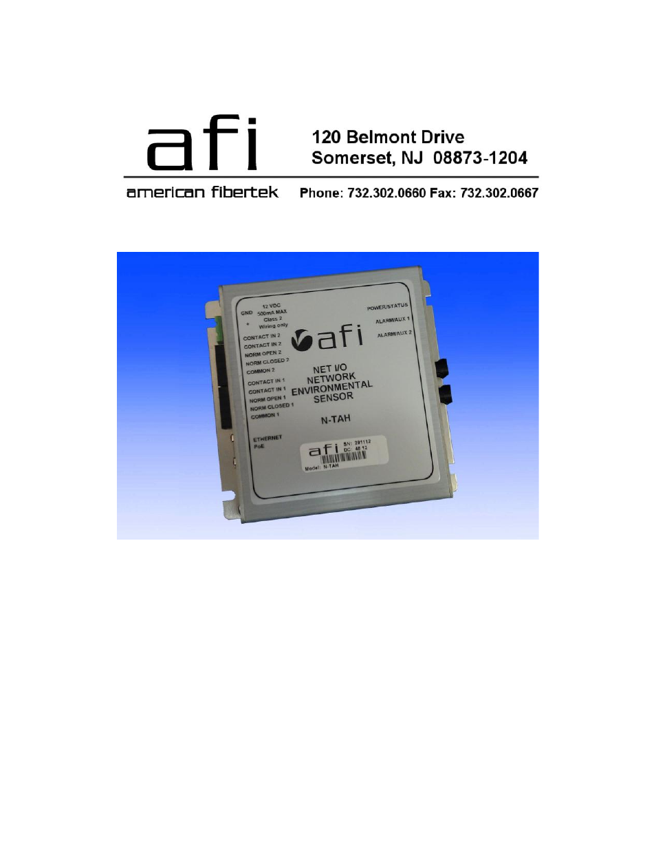 American Fibertek N-TAH User Manual | 43 pages