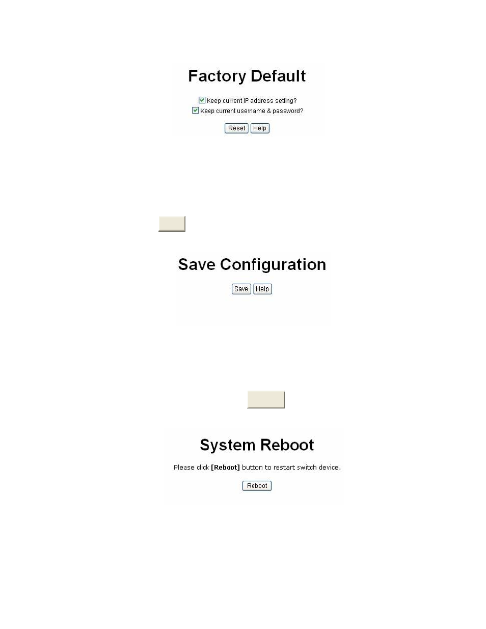 Save configuration, System reboot | American Fibertek SM10p-PoE User Manual | Page 109 / 118