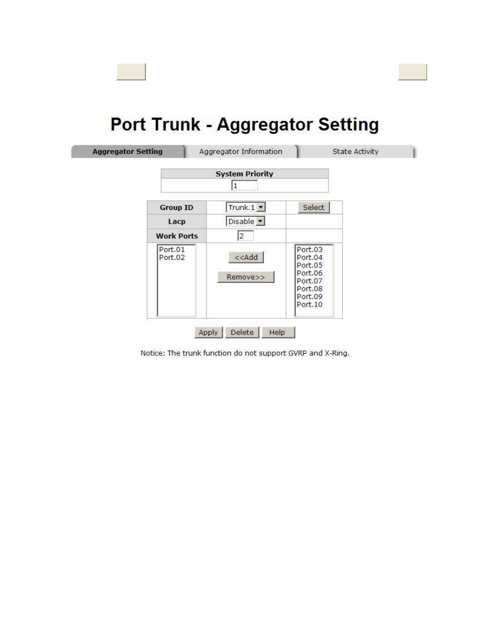 Port trunk - aggregator information | American Fibertek SM10p-PoE User Manual | Page 73 / 118