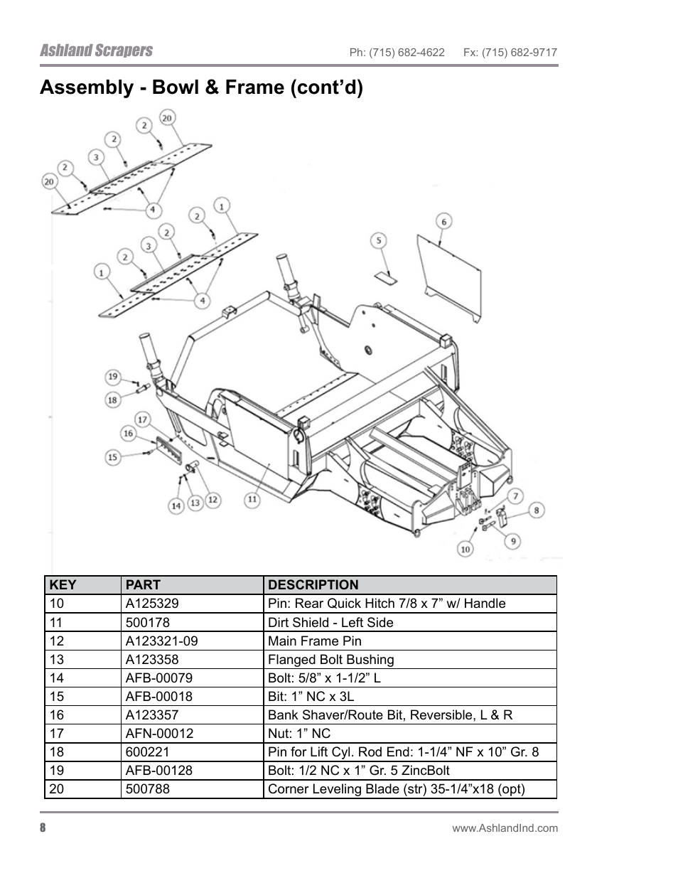 Assembly - bowl & frame (cont’d), Ashland scrapers | Ashland I-200TS4 ver 0612 User Manual | Page 10 / 32