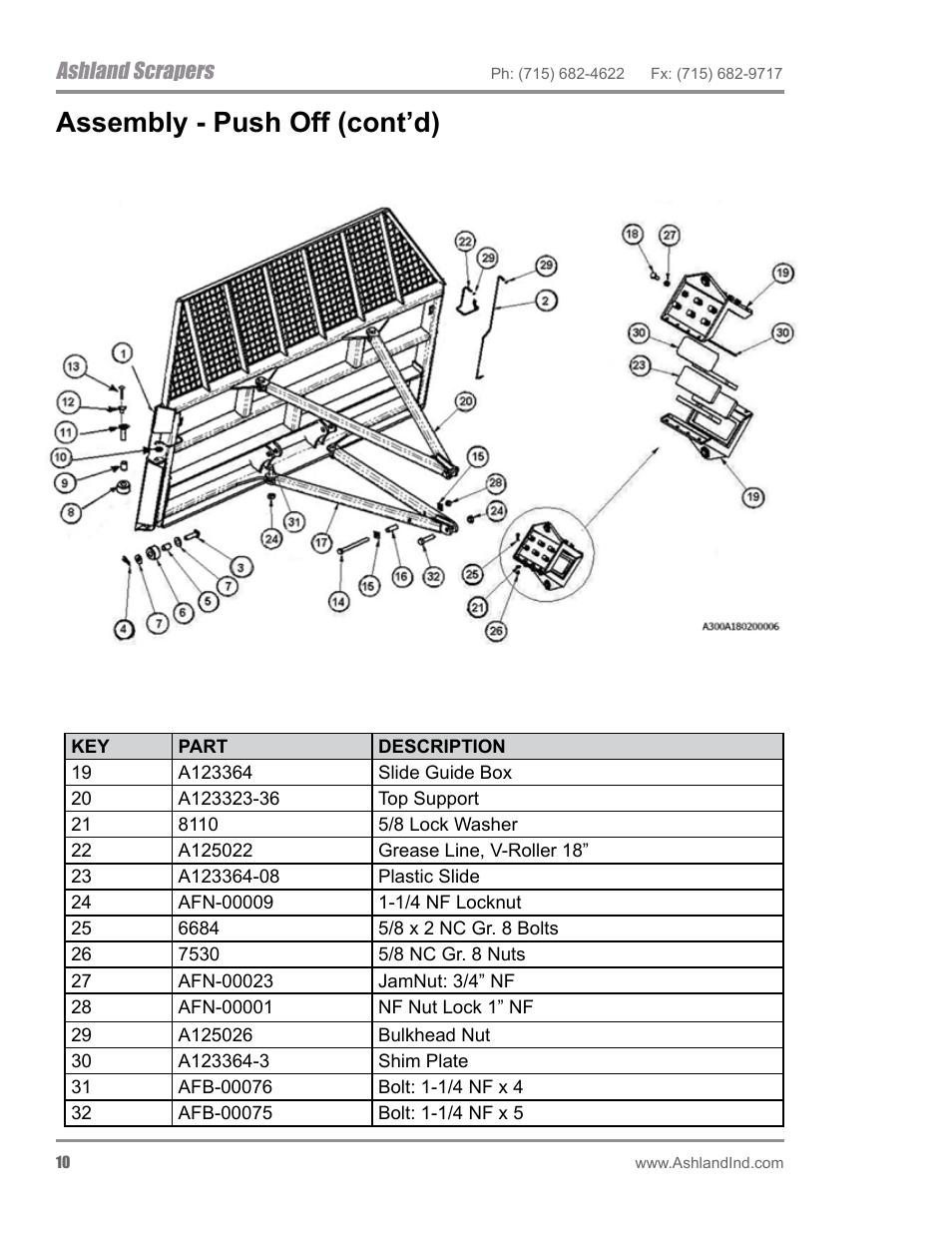 Assembly - push off (cont’d), Ashland scrapers | Ashland I-200TS4 ver 0612 User Manual | Page 12 / 32