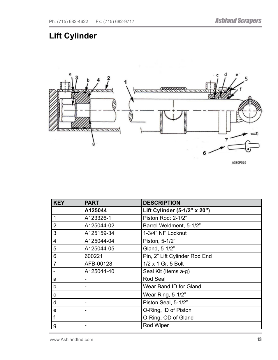 Lift cylinder, Ashland scrapers | Ashland I-200TS4 ver 0612 User Manual | Page 15 / 32