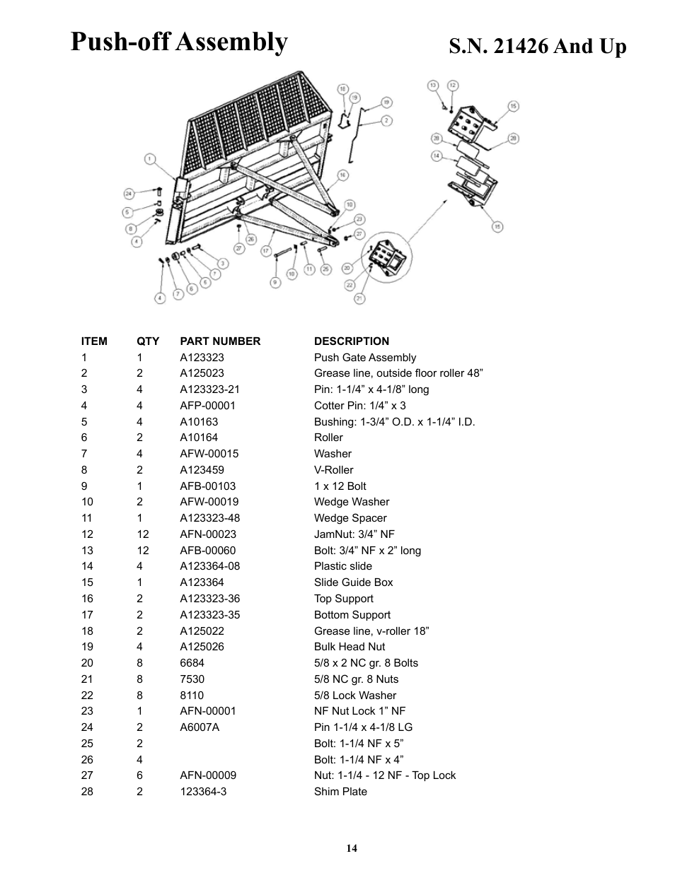 Push-off assembly, S.n.  and up | Ashland I-180TS2 User Manual | Page 14 / 33