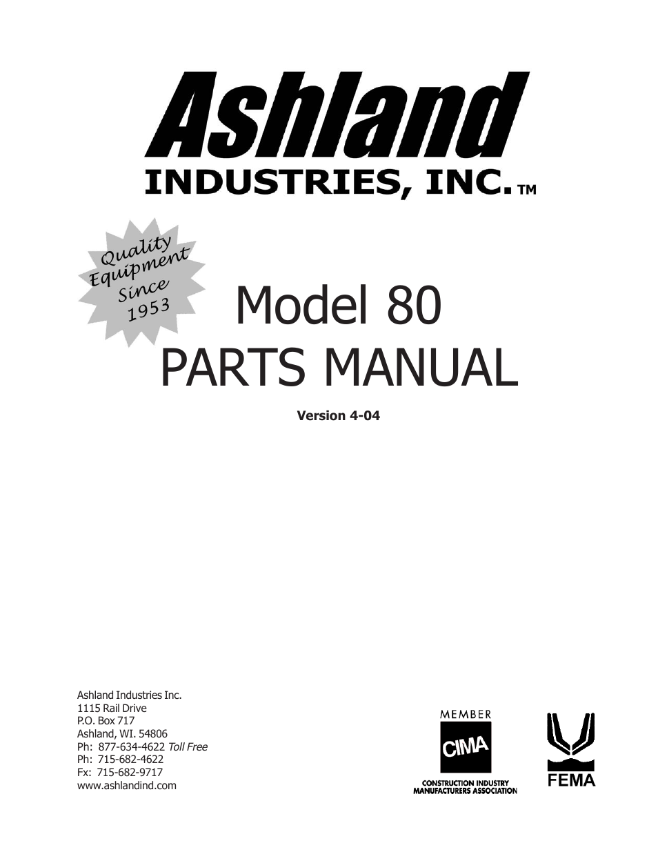 Ashland 80S User Manual | 16 pages