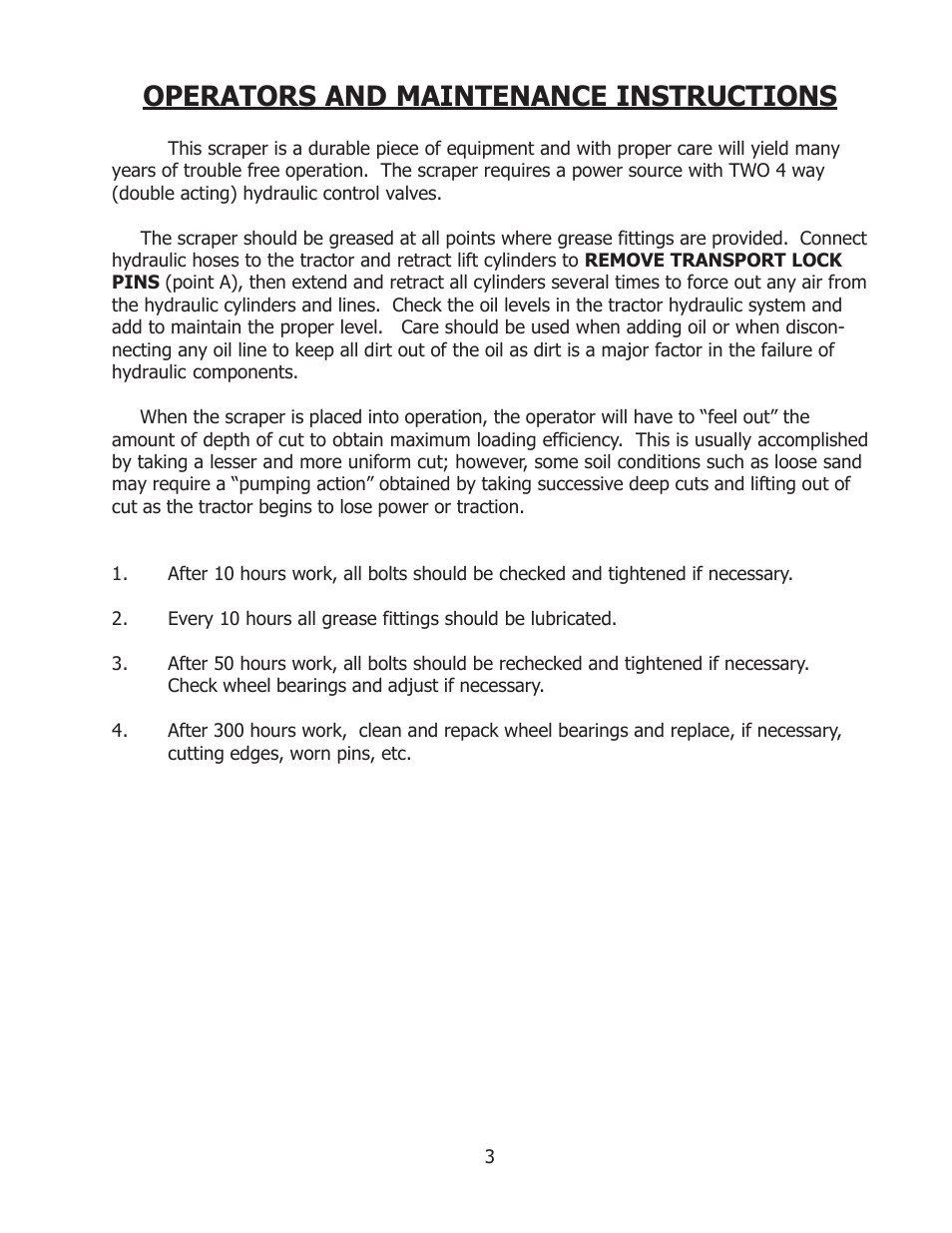 Operators and maintenance instructions | Ashland I-80 User Manual | Page 3 / 20