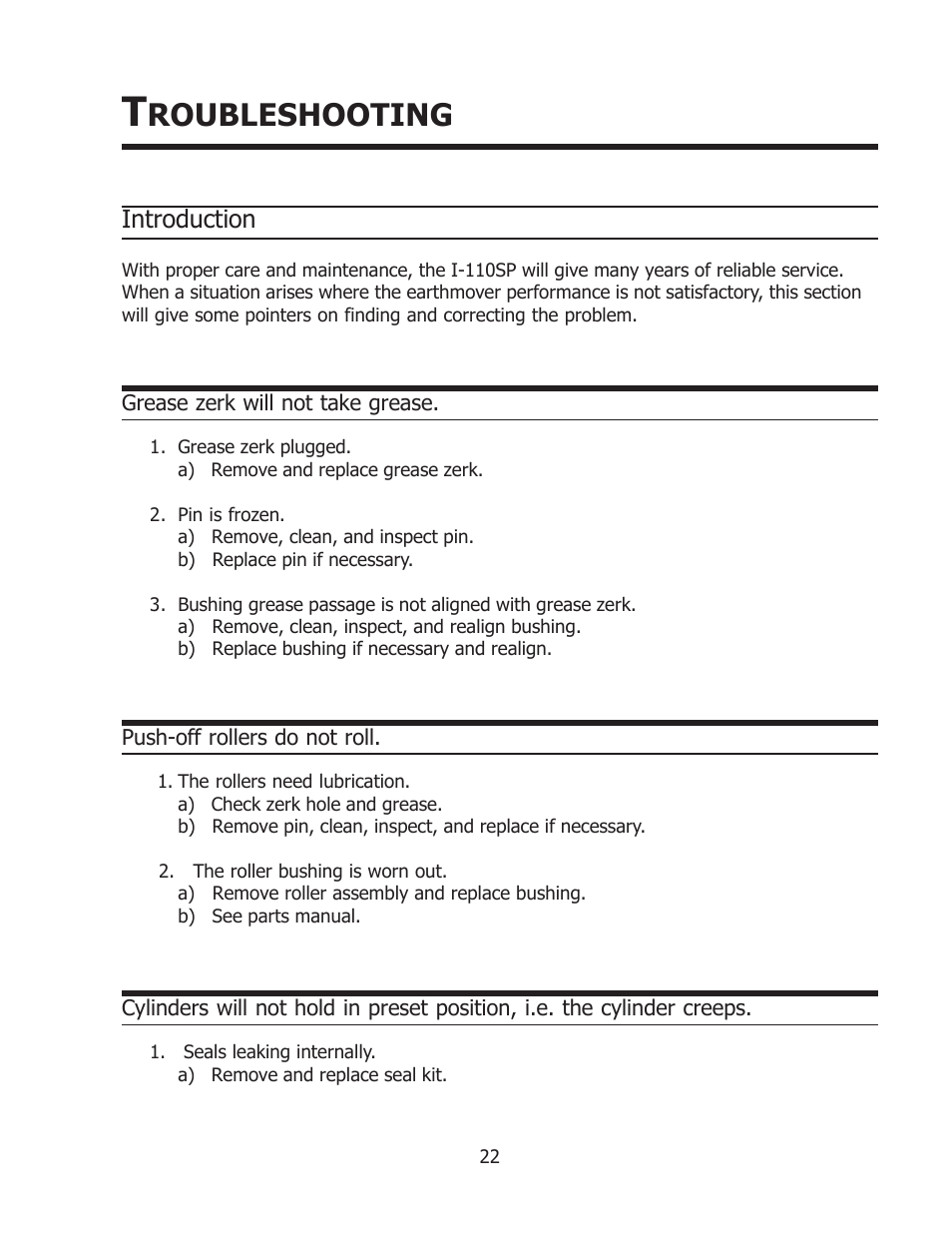 Roubleshooting, Introduction | Ashland I-110-SP User Manual | Page 22 / 25