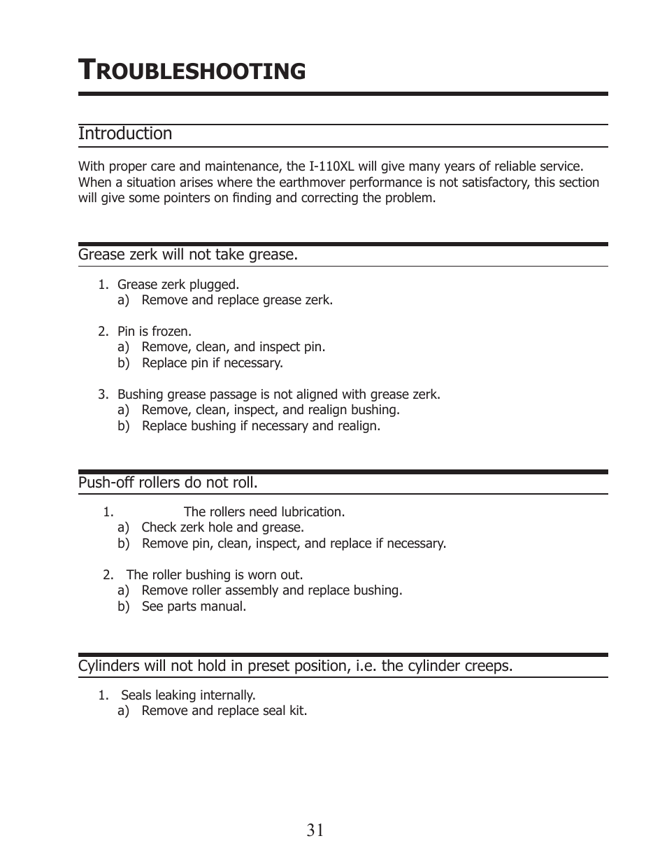 Roubleshooting, Introduction | Ashland I-110XL2 User Manual | Page 31 / 33