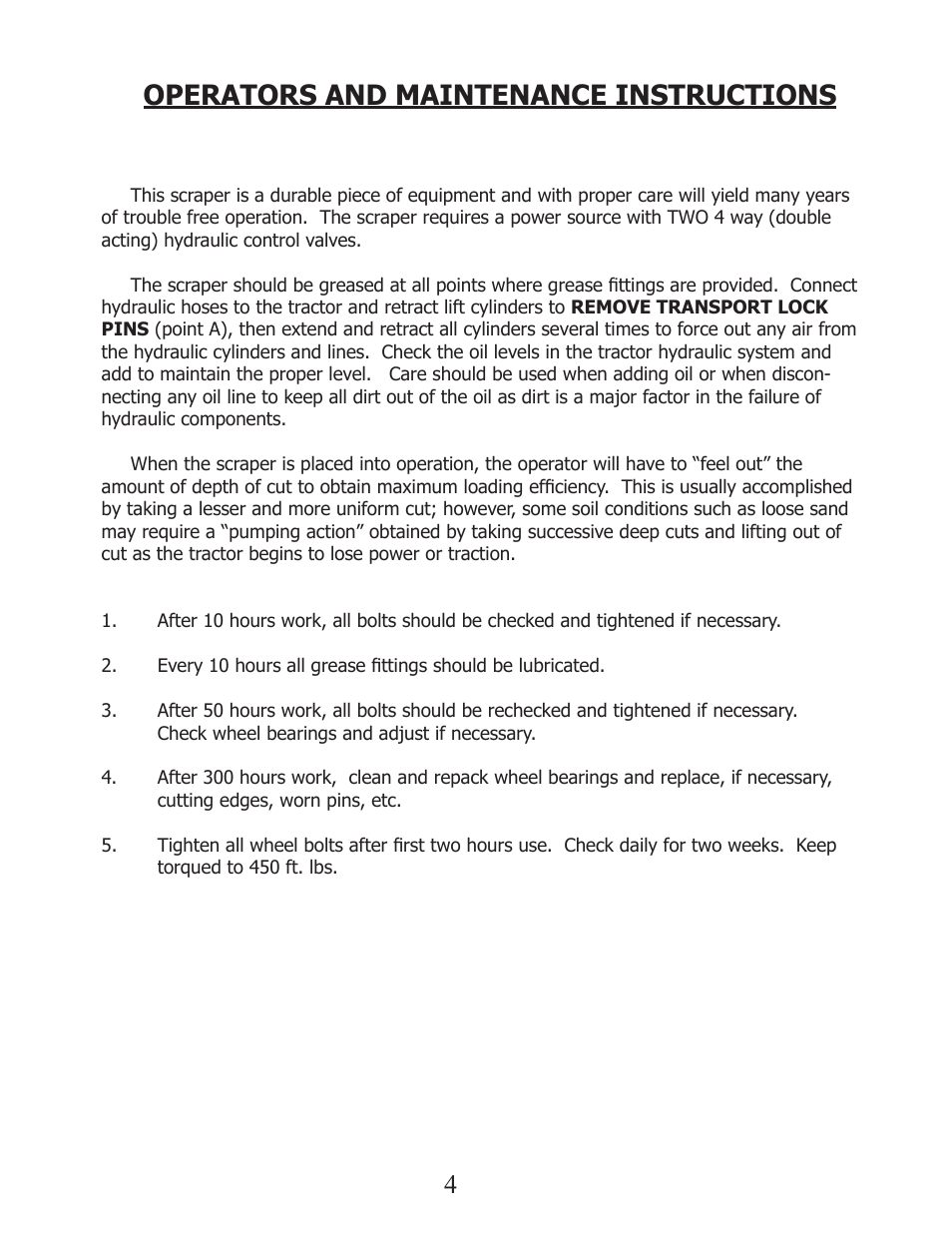 Operators and maintenance instructions | Ashland I-110XL2 User Manual | Page 4 / 33