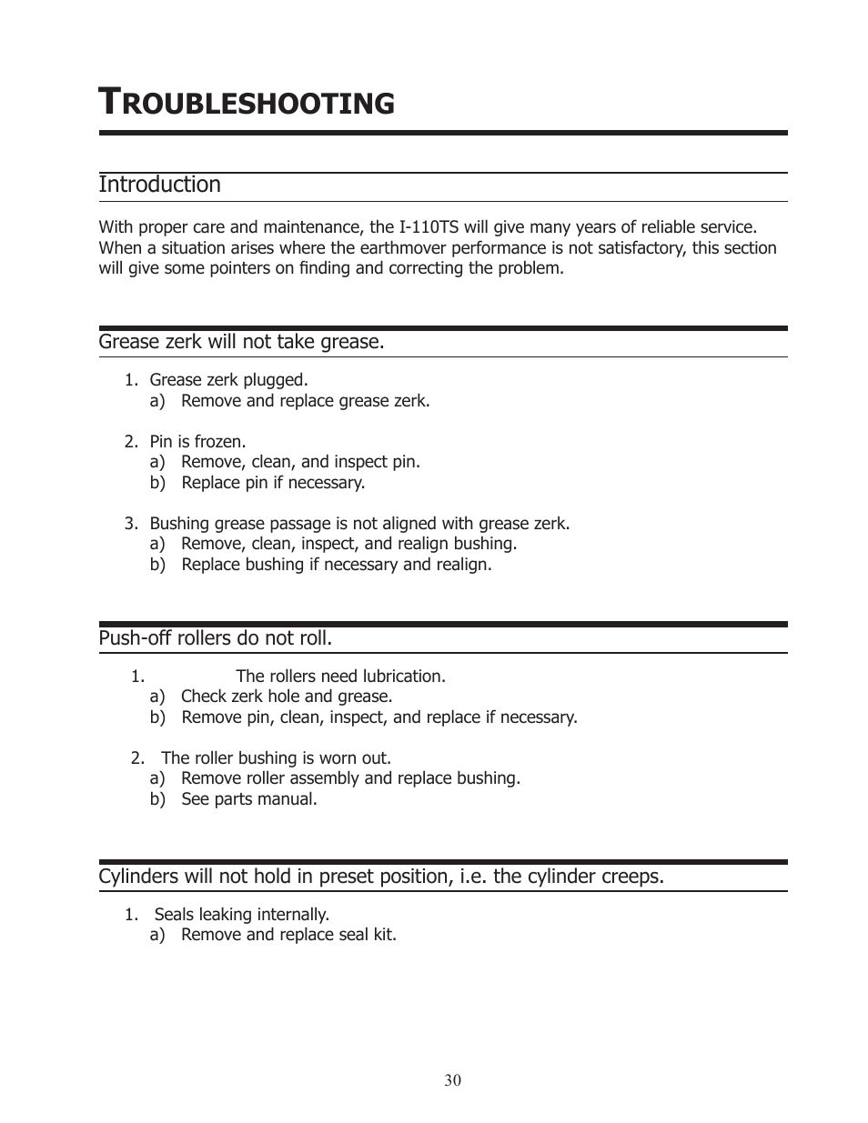 Roubleshooting, Introduction | Ashland I-110TS User Manual | Page 30 / 32