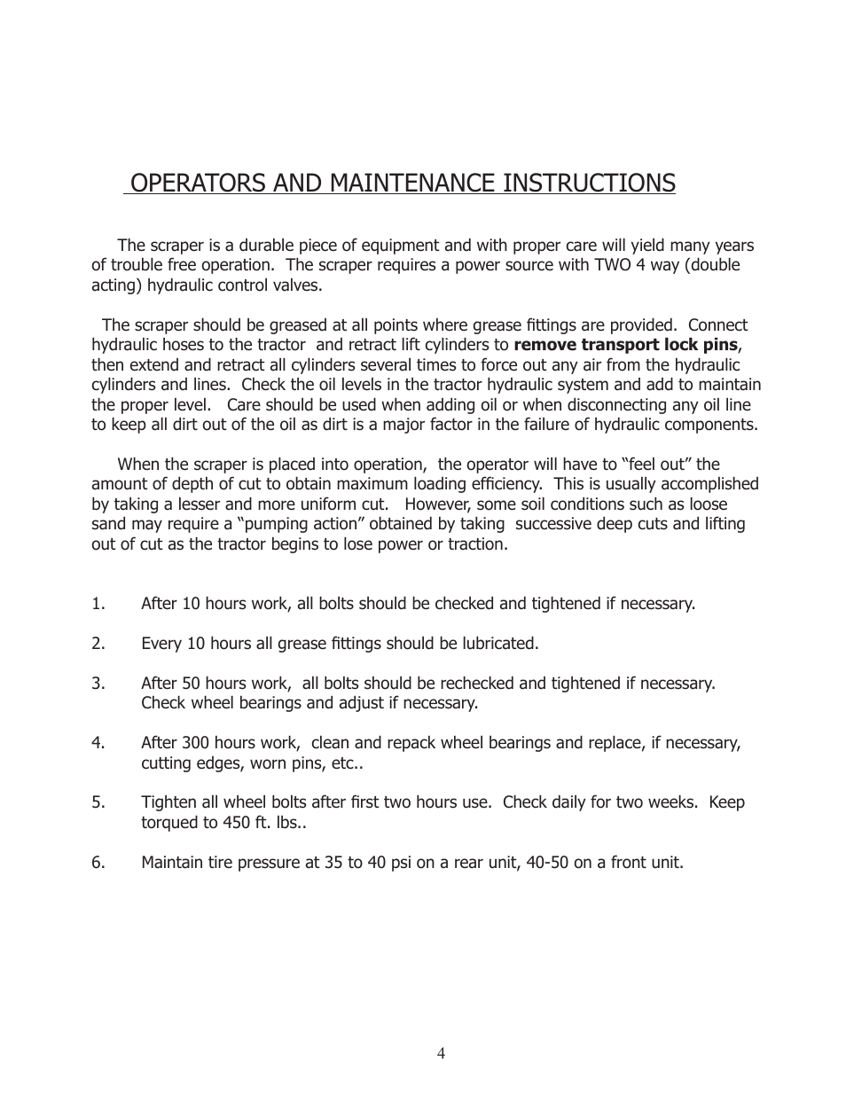 Operators and maintenance instructions | Ashland I-110TS User Manual | Page 4 / 32