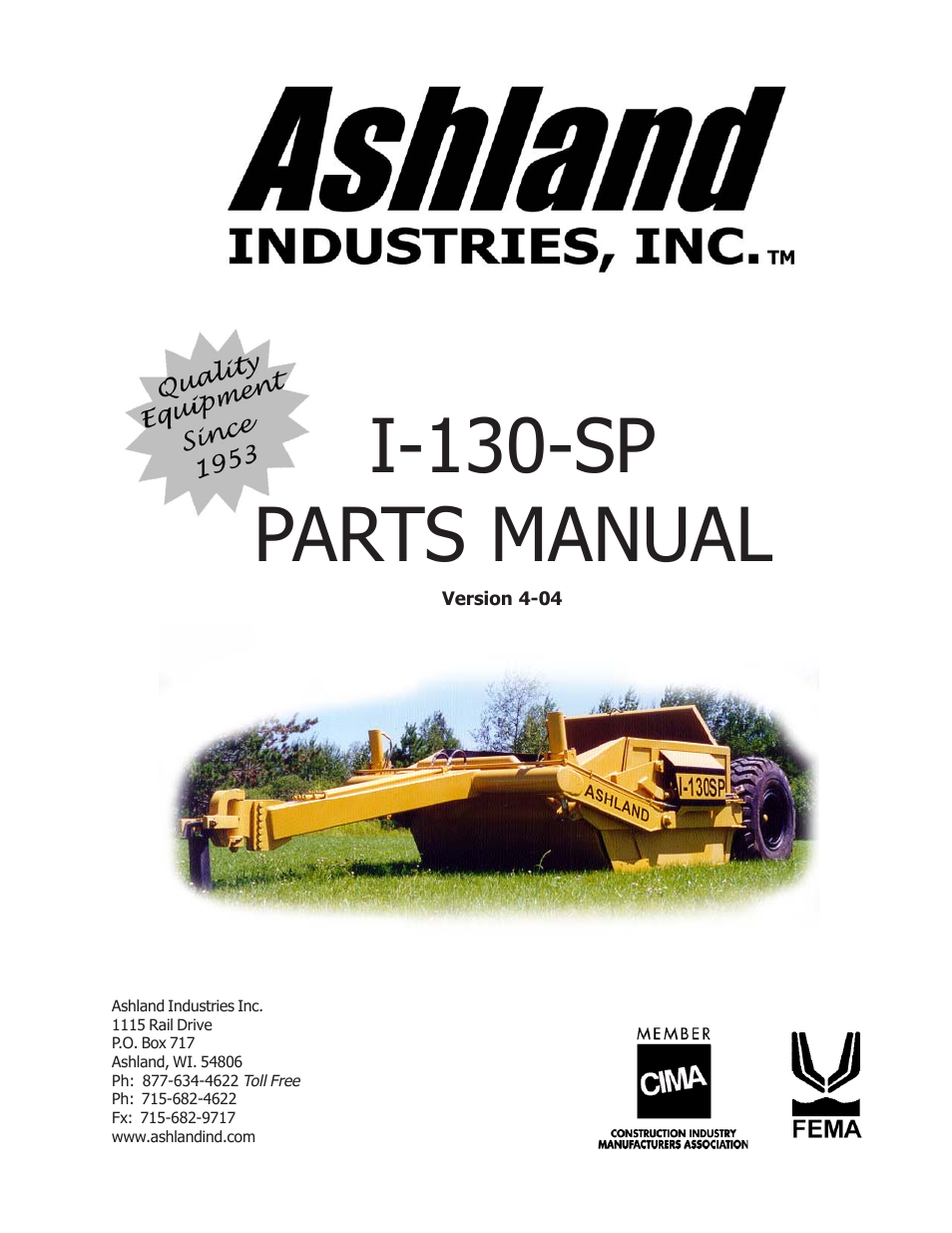 Ashland I-130-SP User Manual | 21 pages