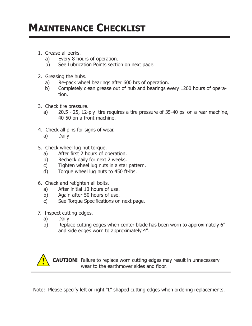 Aintenance, Hecklist | Ashland I-130-SP User Manual | Page 14 / 21