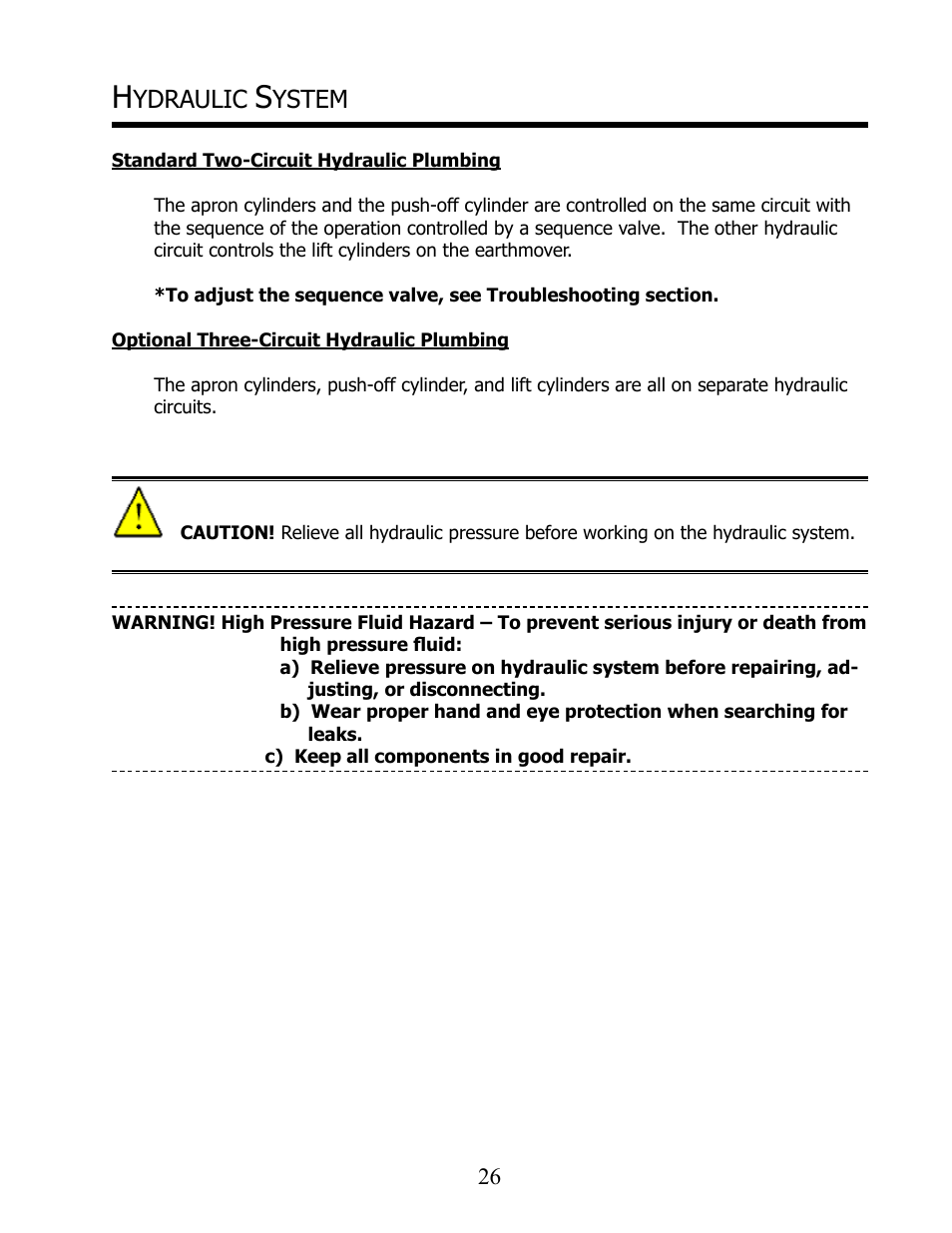 Ydraulic, Ystem | Ashland I-130TS2 User Manual | Page 26 / 30