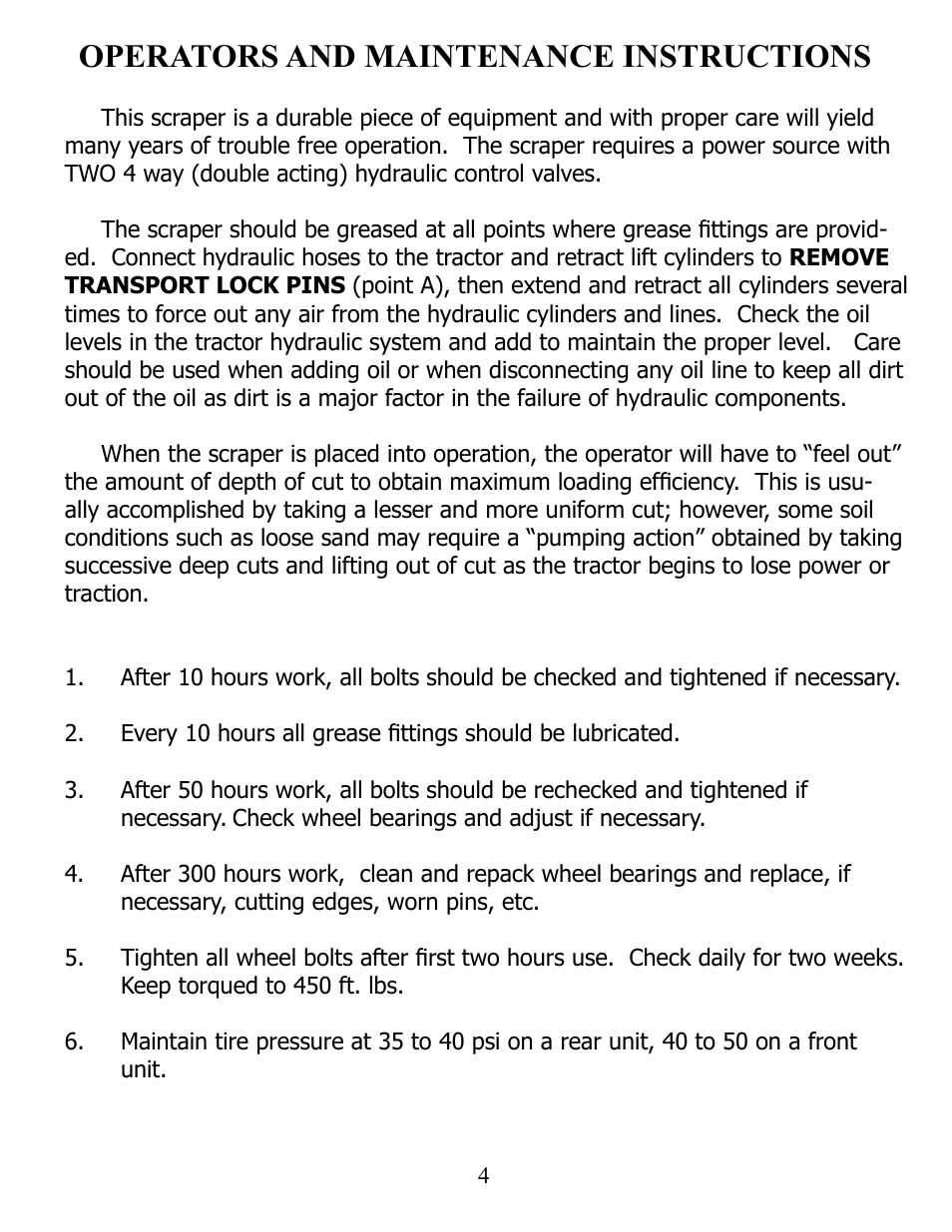 Operators and maintenance instructions | Ashland I-130TS2 User Manual | Page 4 / 30