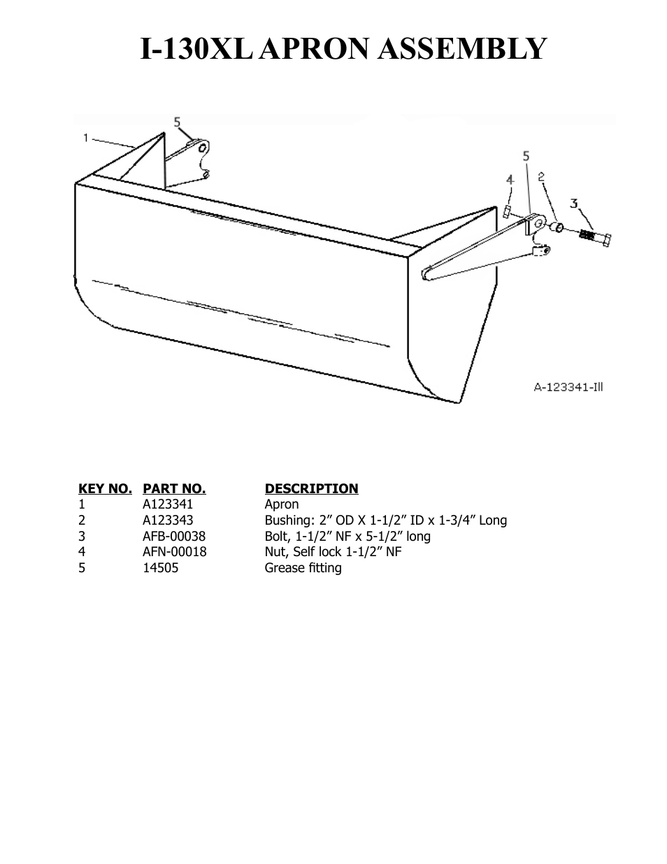 I-130xl apron assembly | Ashland I-130XL2 Ver 3-2007 User Manual | Page 7 / 38
