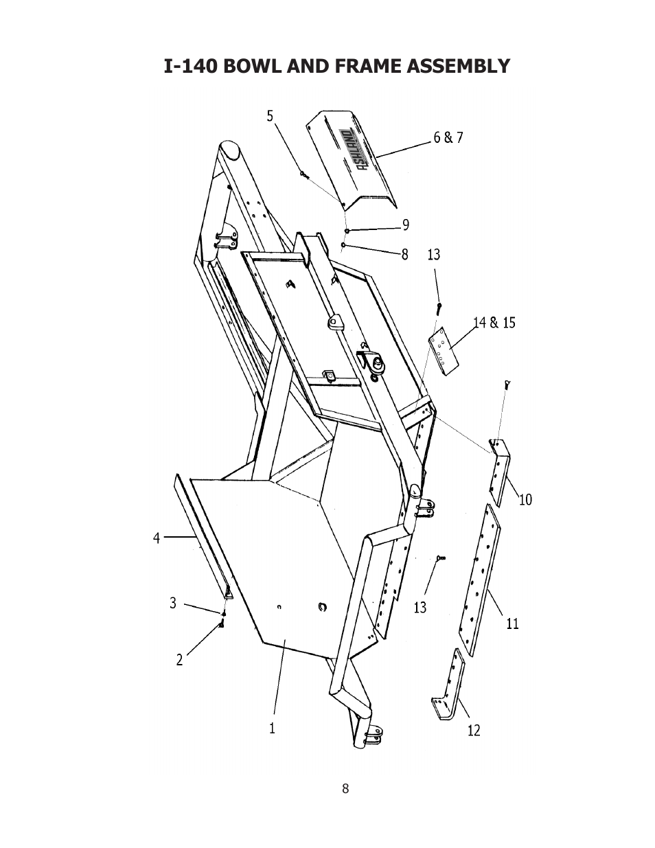 I-140 bowl and frame assembly | Ashland I-140 User Manual | Page 8 / 28