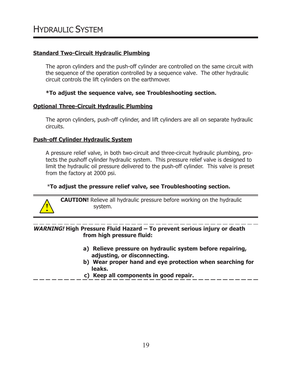 Ydraulic, Ystem | Ashland I-150SP User Manual | Page 19 / 24