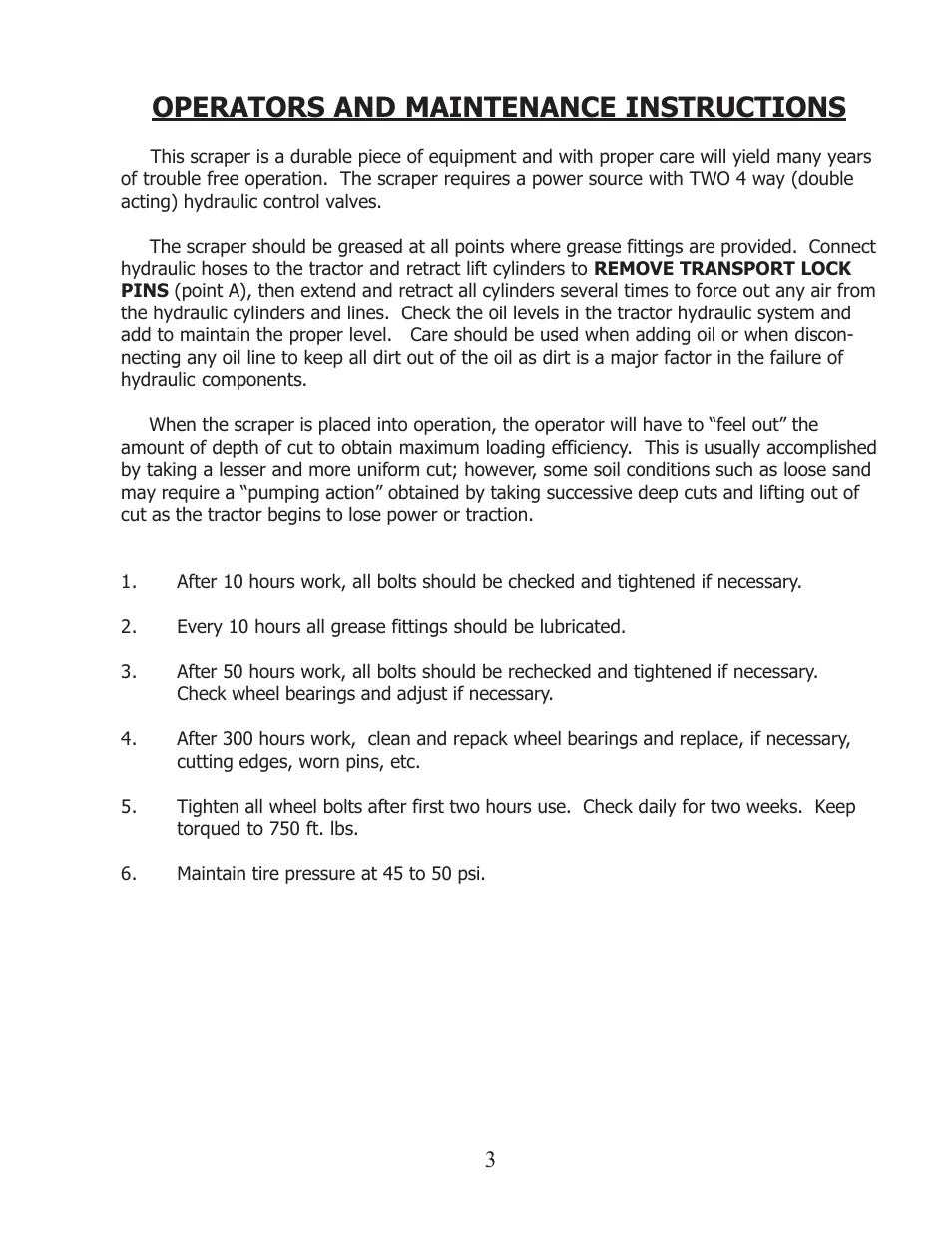 Operators and maintenance instructions | Ashland I-150SP User Manual | Page 3 / 24