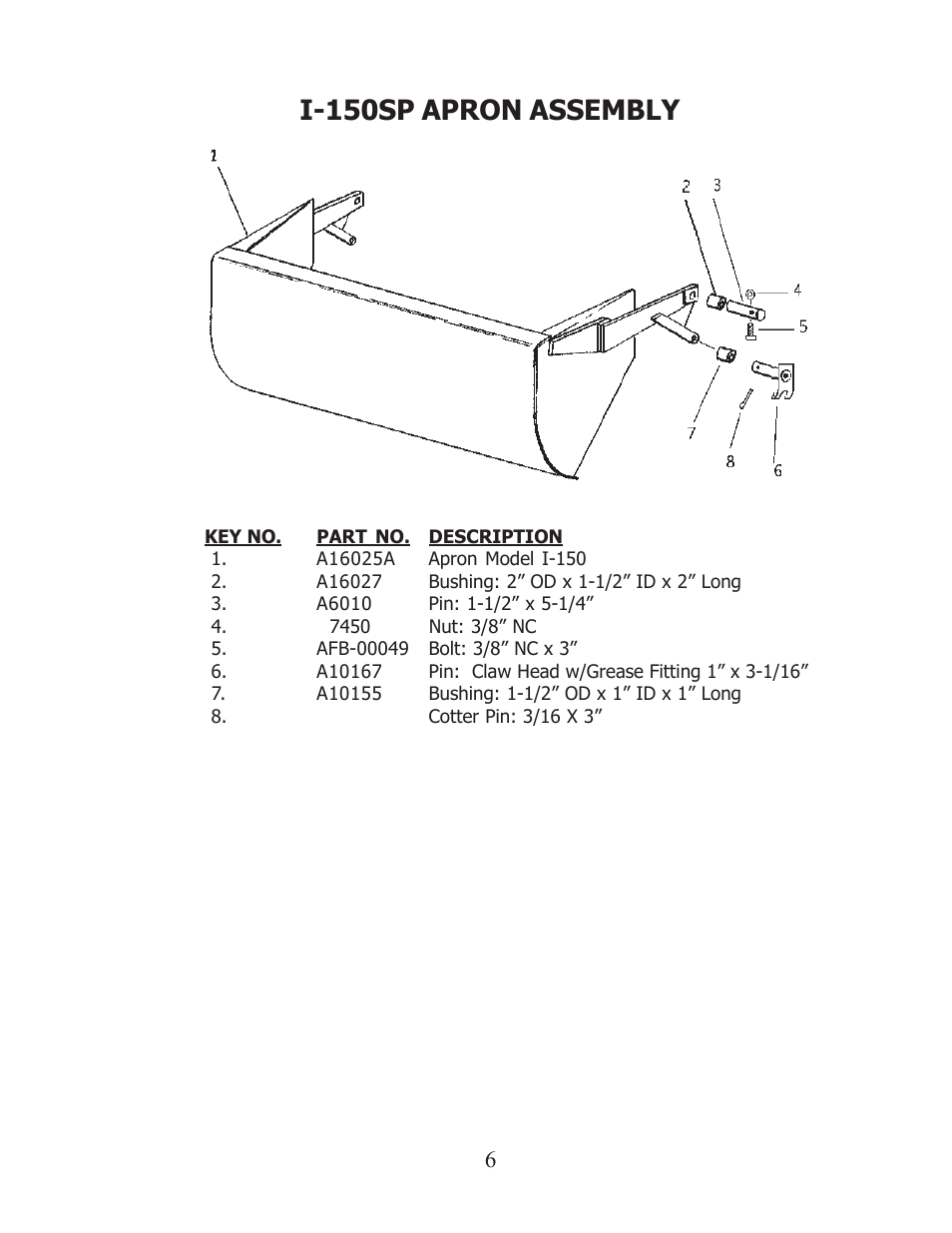 I-150sp apron assembly | Ashland I-150SP User Manual | Page 6 / 24