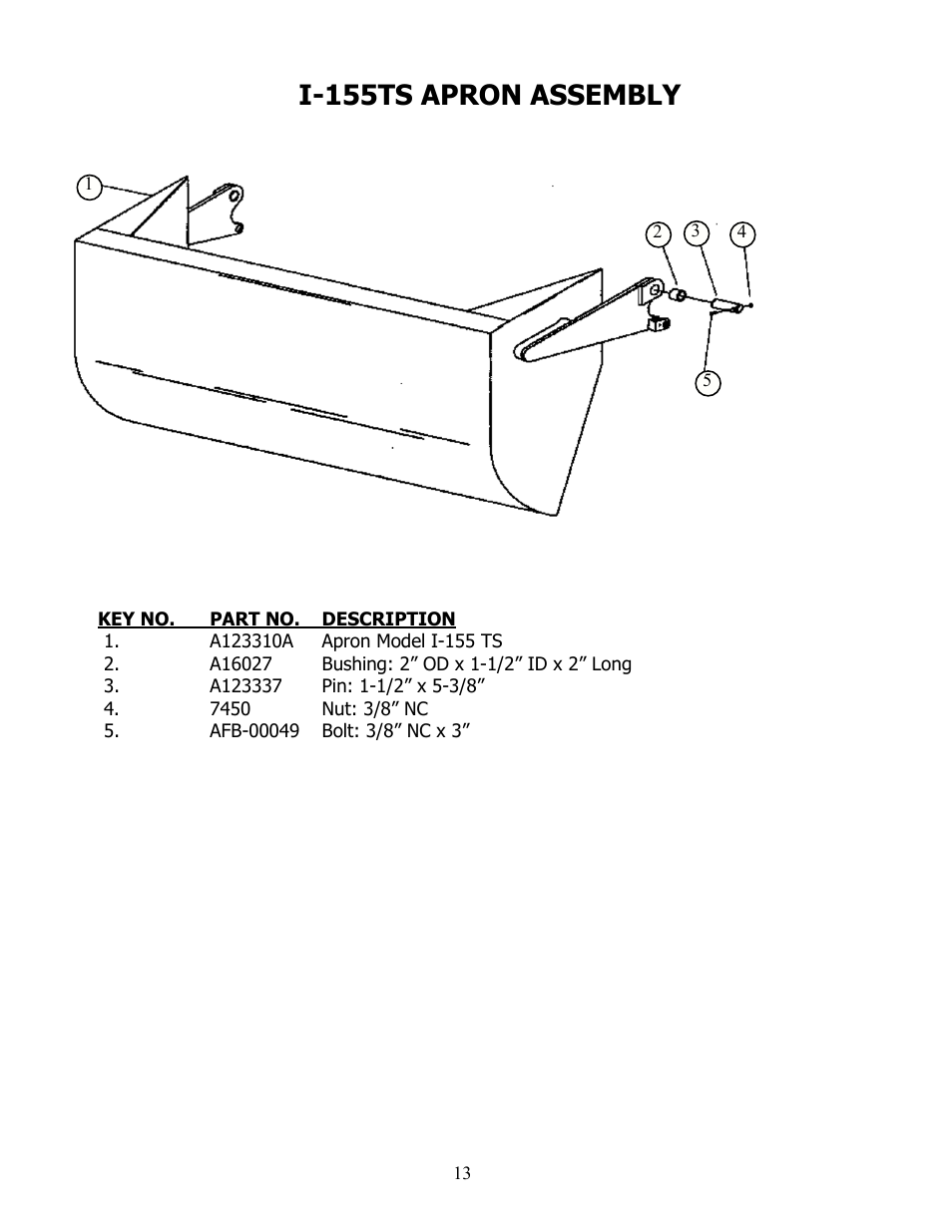 I-155ts apron assembly | Ashland I-155-TS2 User Manual | Page 13 / 51